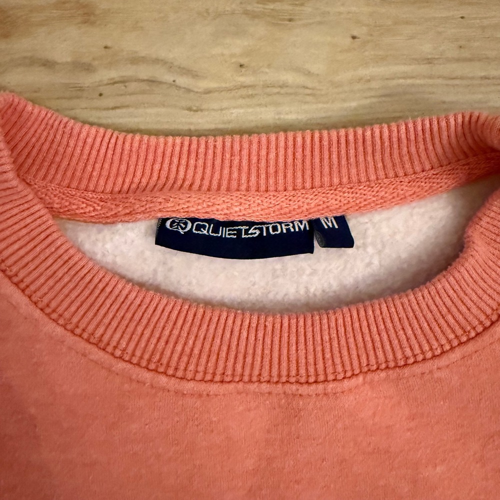 Quiet Storm Surf Shop Coral Pink Gingham Crab Graphic Crewneck Sweatshirt Medium - Picture 2 of 7